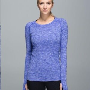 lululemon athletica Swifty Tech Heathered Blue Long-Sleeve Top
